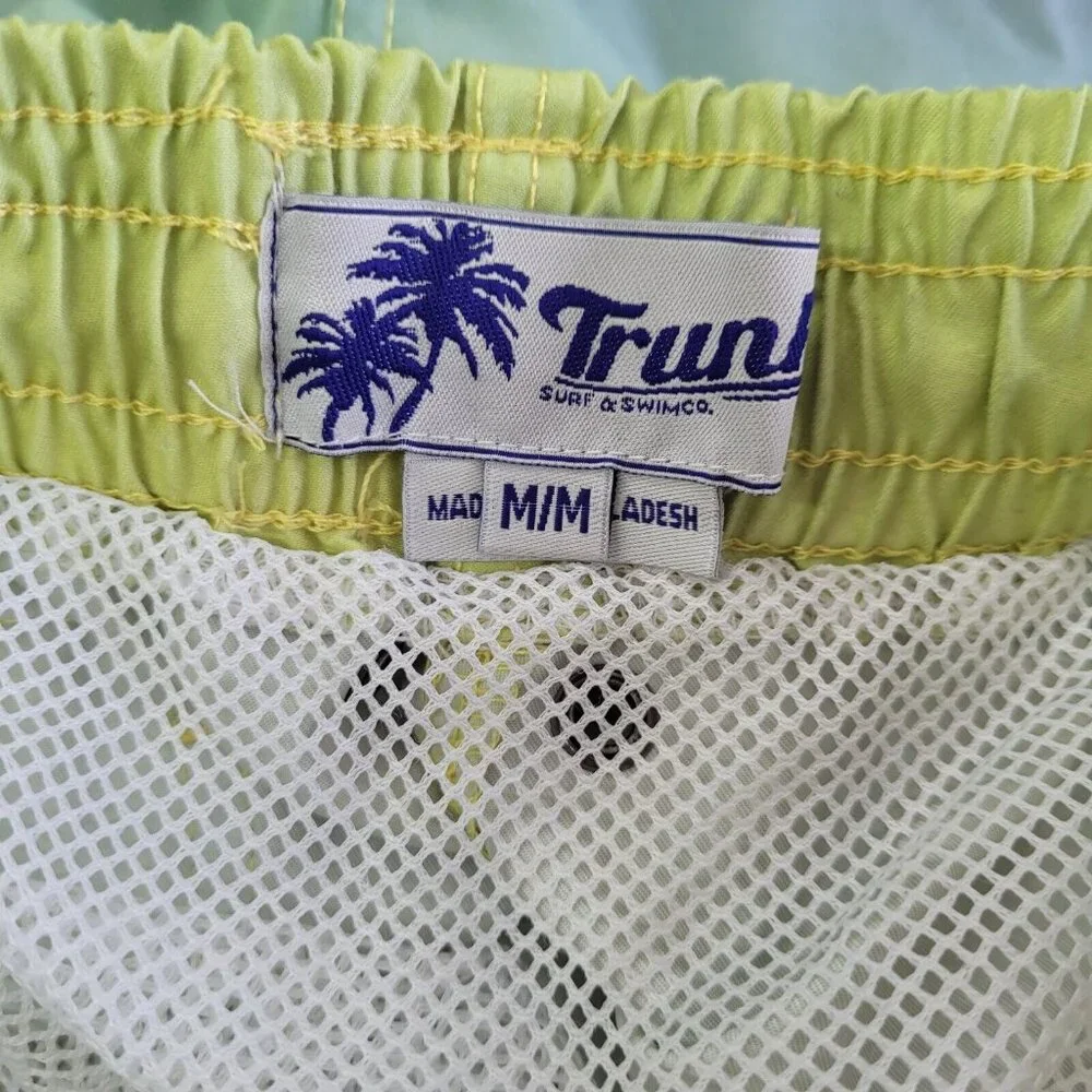Trunks Swim Bottom Mens M Green/Blue Mesh Lined 6